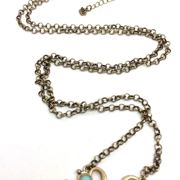 !!soLD!! PREMIERE DESIGNS LOTUS NECKLACE TURQUOISE BRASS GOLD TONE - Picture 10 of 13